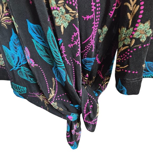 Floral Asymmetrical Hem Tunic Top Black Pink Blue Butterfly Size 3X CM2009 - Picture 3 of 10